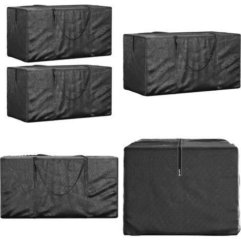 Sacs de rangement pour coussins de jardin 2 pcs noir - Housse De Coussin Extérieur - Sac De Rangement Pour Coussins - Protection Contre La Pluie - Stockage De Mobilier De Jardin - Accessoires De Jardi