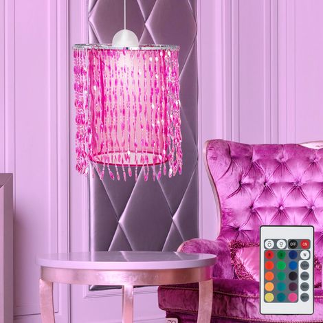 Hängelampe Hängeleuchte Kinderzimmerleuchte Pendellampe Leuchte Spielzimmer, Fernbedienung Farbwechsler Kristallbehang, 1x LED 8,5W 806Lm warmweiß, DxH 22,5x129cm