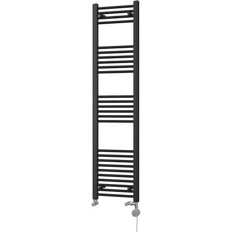 Zennor - Black Dual Fuel Towel Rail H1600mm x W400mm Thermostatic - Straight (1/3)