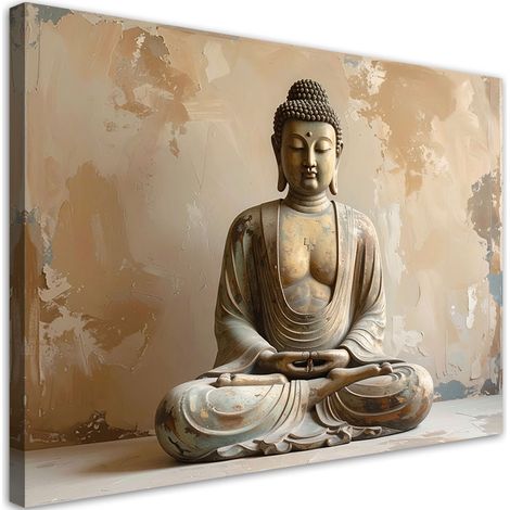 Tableau déco Bouddha Zen Spa sur fond beige 60x40 (1/4)