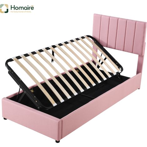 Bettgestell und Polyester 203 x 90 x 105 cm aus Leinen rosa mit Stauraum HOMAIRE (1/5)