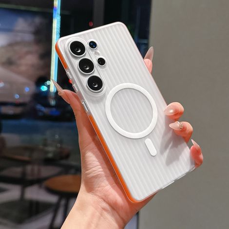 Coque souple transparente givrée ondulée antidérapante pour Samsung S26 Plus (Orange) (1/5)
