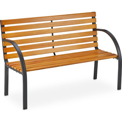 Banc de jardin 2 places confortable terrasse balcon 120 x 45 x 40 cm en bois dur marron (1/5)