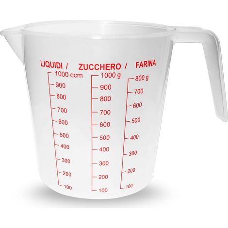 Carafe graduée 1 litre, compteur liquide, sucre, farine, en plastique résistant, pour cuisine et pâtisserie