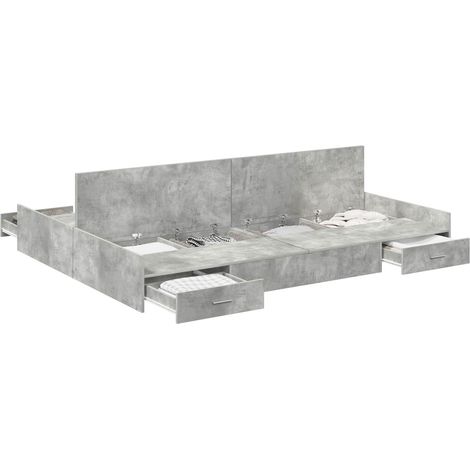 Maison Exclusive - Aufbewahrungsbettgestell Beton Grau 150 x 200