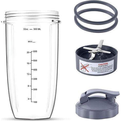 946-ml-Ersatzbecher für den Nutribullet-Becher mit tragbarem Deckel – Premium-Extraktionsmesser für den Nutribullet-Mixer und 2 Deckelringe