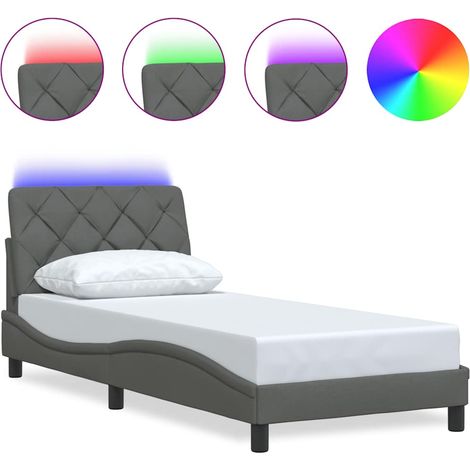 Maison Exclusive - Bettgestell mit LED ohne Matratze Dunkelgrau 8