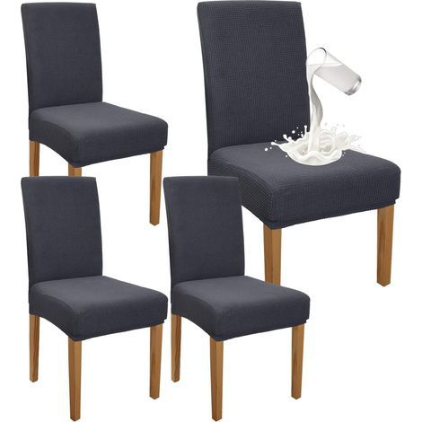Premium Waterproof Dining Room Chair Covers, Set of 4, Stretch High Back Chair Slipcovers for Dining Room, Removable Chair Protectors for Banquets, Kitchen, Parties (Set of 4, Grey) (1/5)