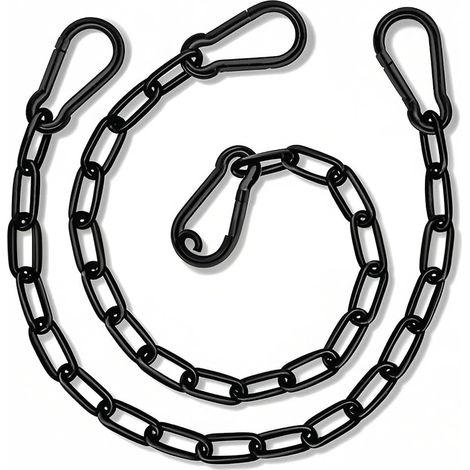 piezas de cadena de acero inoxidable, cadena de extensión sólida, eslabones de acero, cadena negra de 50 cm, para puertas de cercas y jaulas de mascotas (1/5)