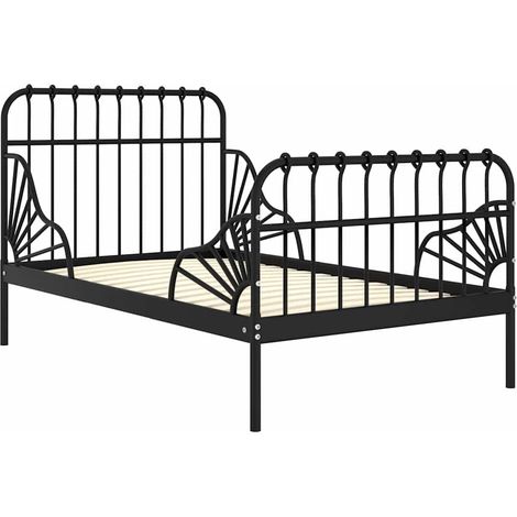 Maison Exclusive - Cadre de lit extensible sans matelas Noir Métal 80x130/200 cm (1/5)