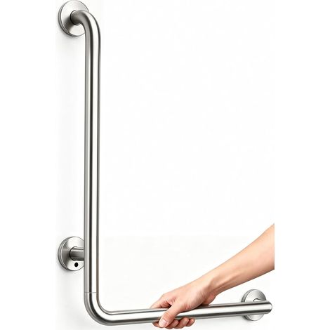 Barre de Maintien Douche, Forme en L 70x50 cm Droite en Acier Inoxydable (1/5)