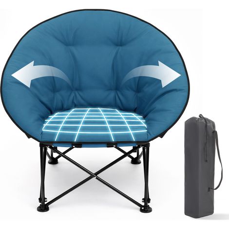 Sekey Campingstuhl Gepolsterter Moon Chair Faltstuhl Rund Klappstuhl Mondstuhl Angelstuhl bis 140KG, Blau