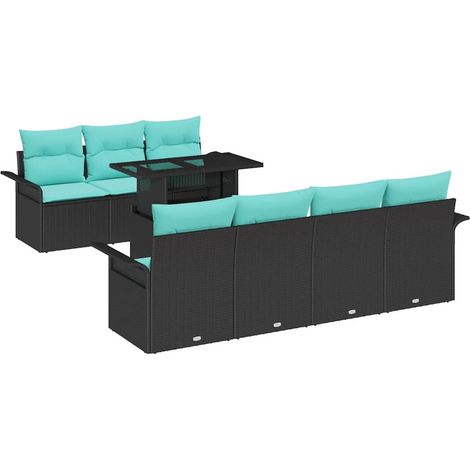 Conjunto de sofá de jardín 8 pcs Negro Rattan de Poliéster vidaXL (1/5)