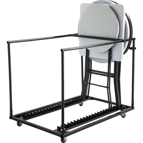Oviala – Chariot d'atelier pliant pour 21 tables hautes – Dimensions 132x85x101 cm – 4 roues avec frein – Accès libre pour rangement (1/5)