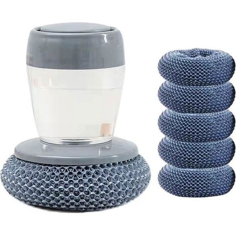 Brosse De Nettoyage Multifonctionnelle Avec Détergent(1 Poignée De Brosse à Pot + 5 Boules De Brosse à Pot) (1/4)