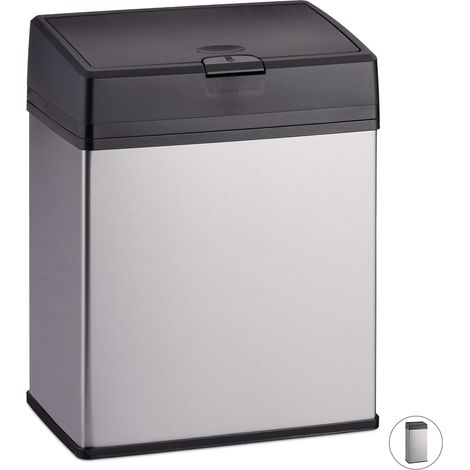 Poubelle cosmétiques, acier inoxydable, corbeille en métal pour la salle de bains, cuisine, 3 litres, argenté, inox, plastique, 1 (1/5)