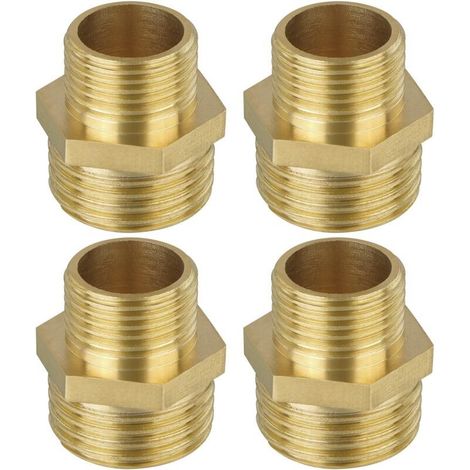 4PCS Mamelon laiton brut réduit double G1/2 3/8, Raccord Male Male, Raccords en Laiton pour Tuyau Douche, Reducteur de Pression Eau, Groupe de Securite Chauffe Eau, Radiateur Eau Chaude (1/5)