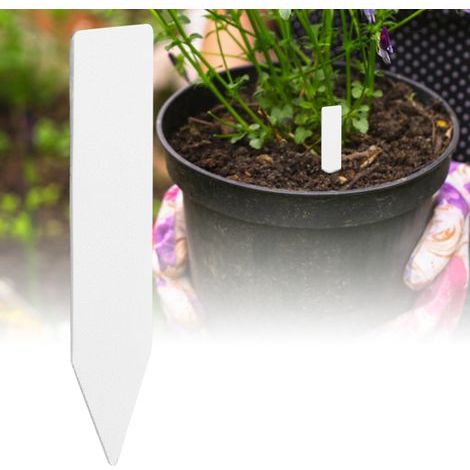 100 étiquettes en plastique blanc pour plantes de jardin, tiges de fleurs (1/4)