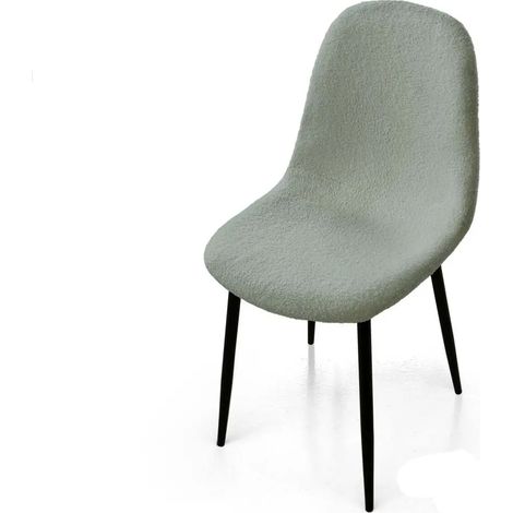 Set de 4 sillas tapizadas en tejido teddy verde 44x48x79