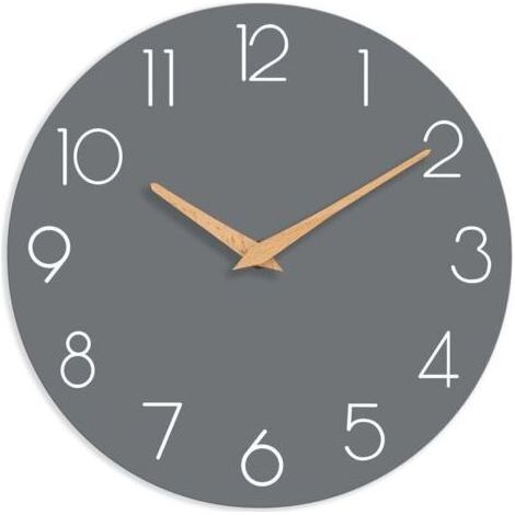 25cm Holz-Wanduhr, geräuschlos und tickt nicht, geeignet für Schlafzimmer, Wohnzimmer, Büro, Hotel (Grau) (1/4)