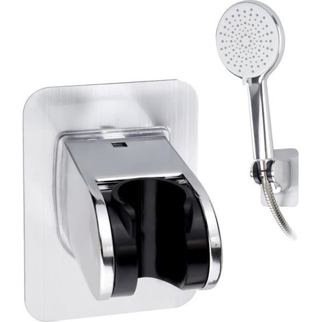 Supporto per soffione doccia con adesivo resistente, supporto regolabile per doccetta, montaggio a parete impermeabile, non richiede foratura, supporto per tubo doccia (1/5)