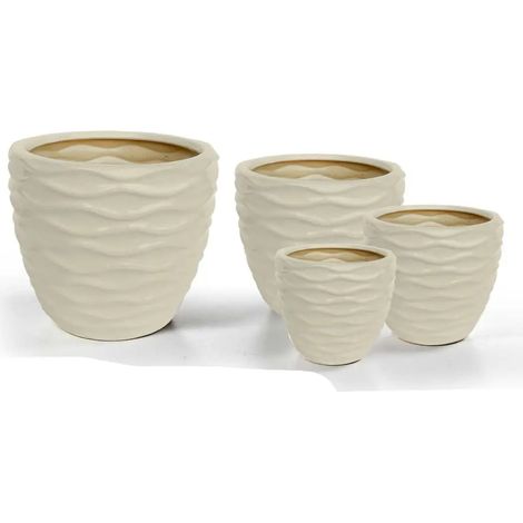 Set 4 cachepot colore sabbia Ø29/21/15/12cm