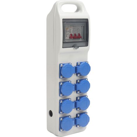 Boîte de distribution industrielle portable étanche IP65 à 8 prises avec disjoncteur différentiel 200-250 V CA (1/5)