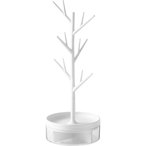 Jewelry Storage Rack Multifunctional 360 Degree Rotating Desktop Tree Branch Jewelry Display Holder for Necklace Earrings White (1/4)