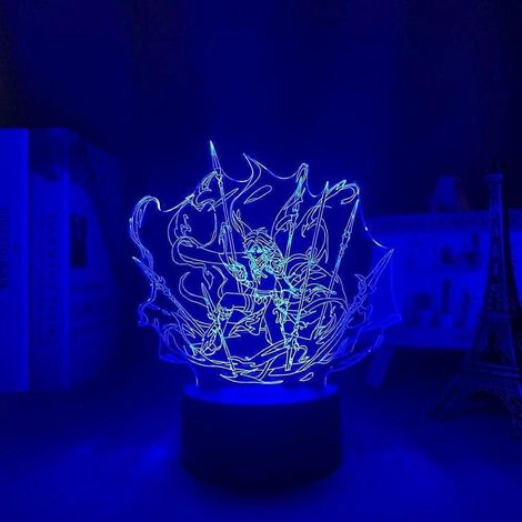 Lampe SCSYV Genshin Impact Xiao, veilleuse illusion 3D cool, décoration pour la maison ou la chambre, lampe LED acrylique, cadeau de Noël (16 couleurs avec télécommande), multicolore, une pièce (1/5)