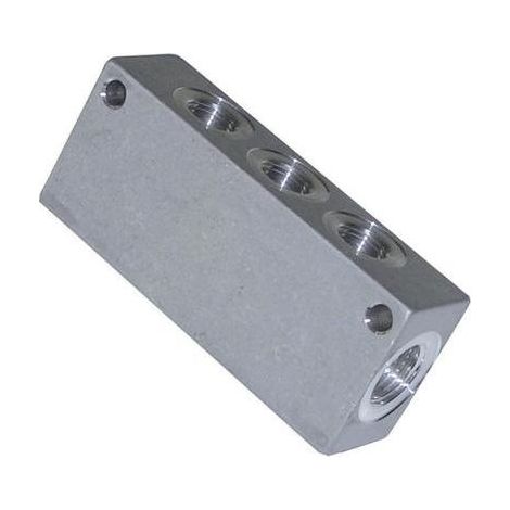 BASE DI DISTRIBUZIONE CONNESSIONE SINGOLA 1 ENTRATA G1/4 - 3 USCITE G1/8 ALLUMINIO ICH 60412