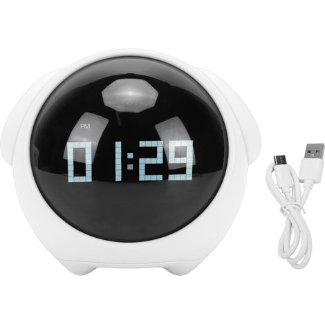 Réveil Enfant Lumineux Blanc ABS 11cm Veilleuse Tactile Activé par Voix Écran LED Expressions Mignon pour Chambre (1/5)
