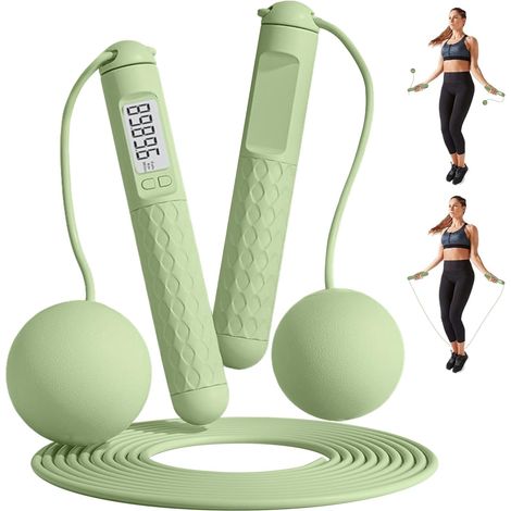 Corde à sauter sportive, corde à sauter sans fil avec compteur, poignée antidérapante, corde à sauter à vitesse réglable pour hommes et femmes (légère) (1/5)