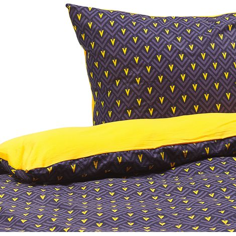 Conjunto de fundas y almohada algodón azul oscuro y amarillo 135 x 200 cm dormitorio moderno Wallingford