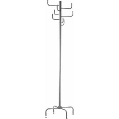 Porte-manteau - JUANIO - Modèle classique - Métal gris - 8 crochets - Base 4 pieds réglables - 183 cm (1/4)