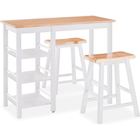 vidaXL Conjunto de mesa alta de cocina 3 piezas MDF blanco (1/2)