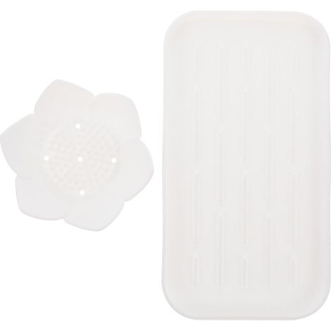 Ensemble porte-savon et porte-savon en silicone blanc pour salle de bain (1/5)
