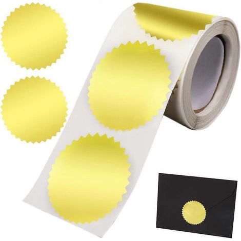 250 autocollants dorés pour enveloppes, certificats et récompenses. Autocollants vierges dorés en métal doré. (1/5)