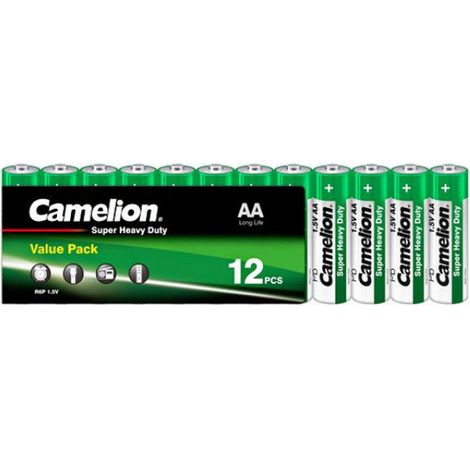 Piles AA camelion zinc carbone 1 5 volts 12 pièces