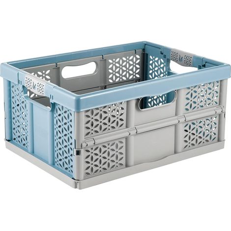 Casier Pliant Professionnel avec Poignées Souples, 48,5 x 35 x 23,5 cm, 32 l, Lea, Nordic Blue (1/5)
