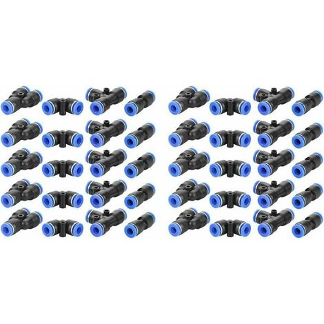 Raccords Rapides pneumatiques, 40 pièces 6mm Pouces Tuyau d'air connect Poussoir pneumatique Poussoir pneumatique raccords Rapides 4 Formes, Accessoires pneumatiques (1/5)