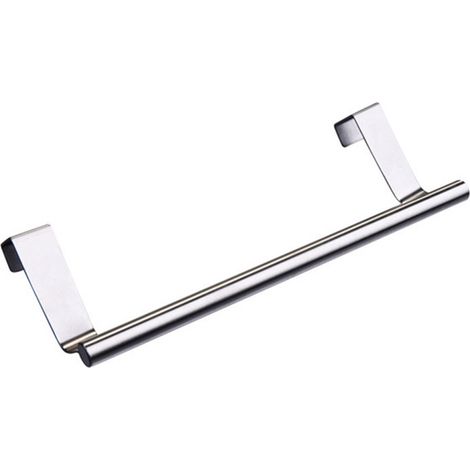 Porte Serviettes Torchons sur Porte, Barre Acier INOX à Suspendre sur Porte de Placard, Installation sans Perçage,Cintre chiffon et serviette de bain 23cm, argent, une pièce (1/5)