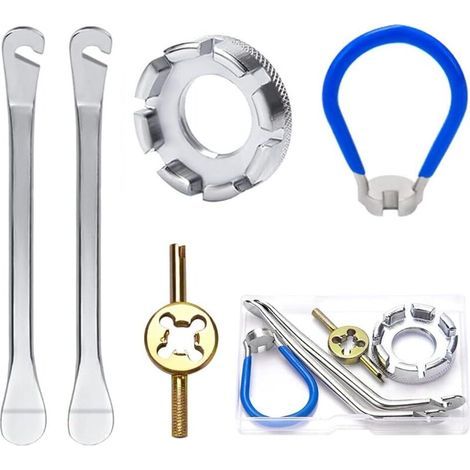 5-teiliges Speichenschlüssel-Set (8-fach) für Fahrradspeichen (10-15 Gauge) mit Reifenheber und Klappschlüssel, geeignet für Mountainbikes und Rennräder. (1/5)