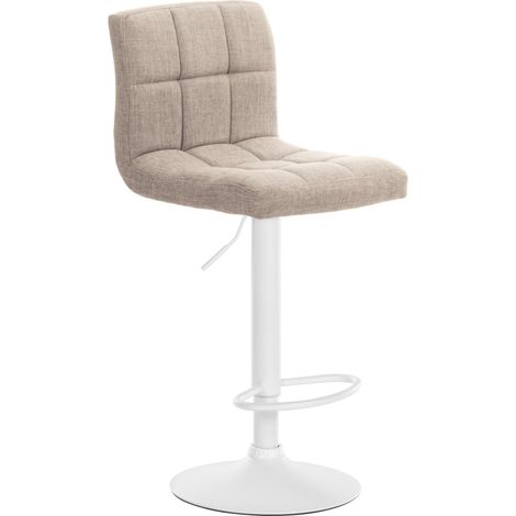 Sgabello da bar x1 stile contemporaneo tessuto trapuntato color crema struttura in metallo bianco 100005608
