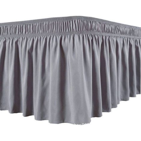 Volant de lit double - 150 x 200 cm - Volant de lit en microfibre de polyester brossée douce, retombée de 40 cm - Gris (1/4)