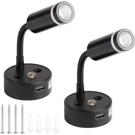 Set mit 2 dimmbaren 12V-LED-Scheinwerfern mit USB-Anschluss und Leselampe für Wohnmobile (1/5)