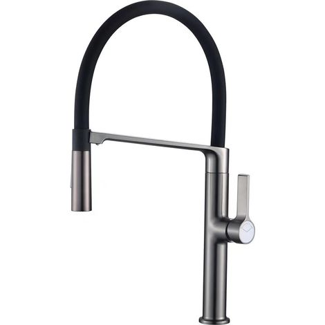 Cross-border trade kitchen faucet, universal telescopic rotating sink/vegetable basin, high-pressure pull-out hot and cold water faucet - magnetic universal gunmetal gray model