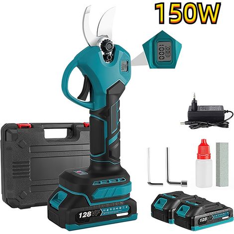 Sécateur électrique sans balais 30 mm, Sécateur de jardin portatif sans fil, 18V, 2 vitesses, 2 Batteries, 150W, Écran LCD (1/5)