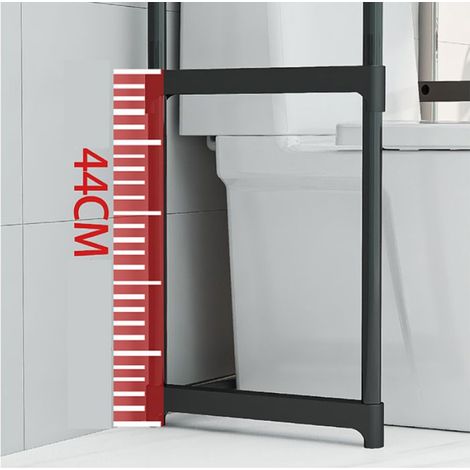 1 Étagère de salle de bains, 3 niveaux, métal robuste, noir, pour toilettes et machine à laver (1/5)