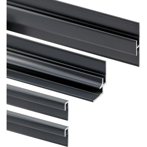 Schulte – Lot de 2 profilés de finition + 1 profilé d'angle pour panneau mural de douche – Aluminium anthracite – Hauteur 210 cm – Installation rapide