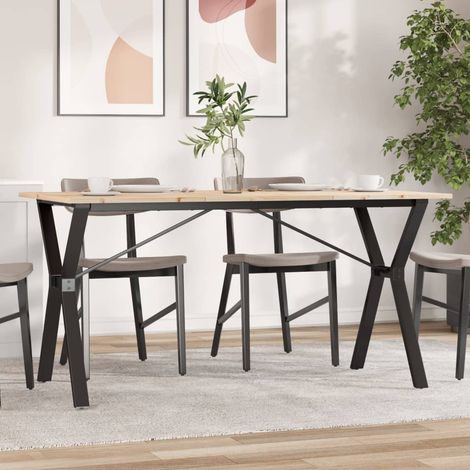 Mesa de comedor marco Y madera maciza pino y acero 140x80x75cm vidaXL